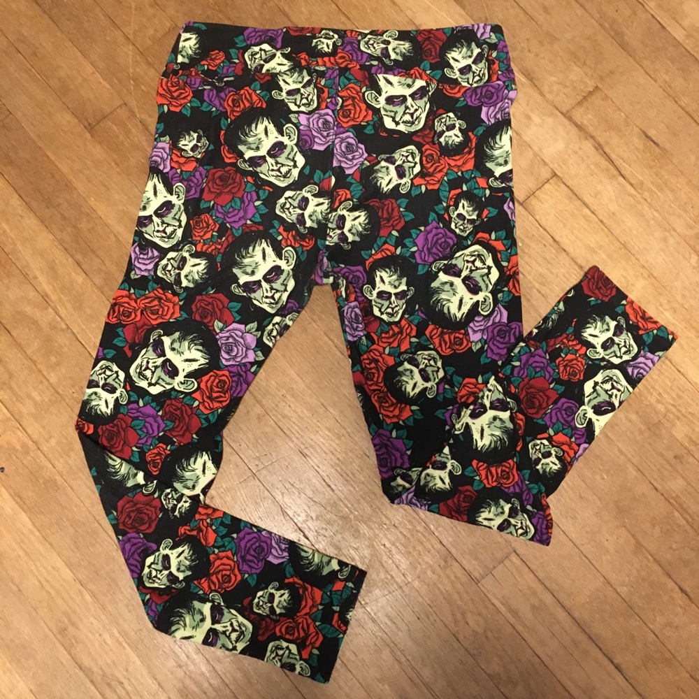 Lularoe RARE Purple Halloween Frankenstein Tights - Picture 2 of 5